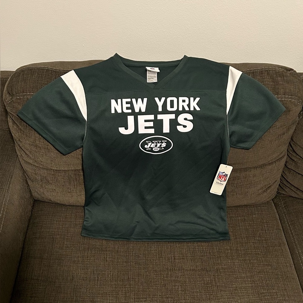 NFL Team Apparel New York Jets Football T-Shirt Green Youth Sz: L (14 / 16)